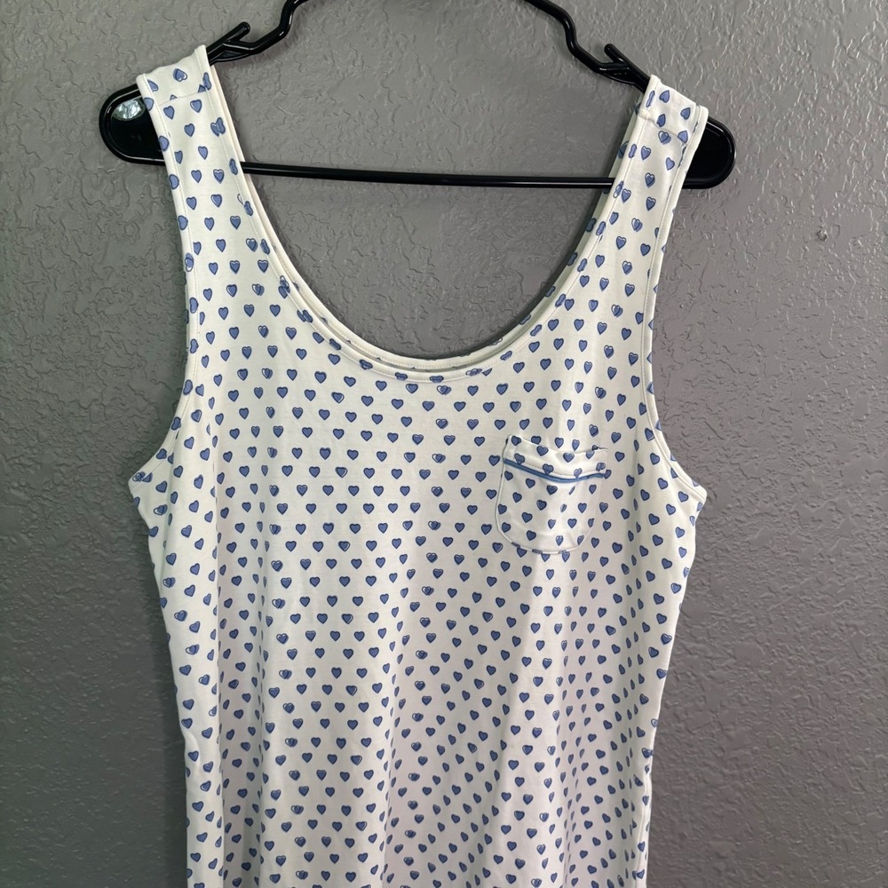 Roller Rabbit Cotton Nightgown Medium Blue Heart Print Sleeveless Sleep Dress - Picture 3 of 5